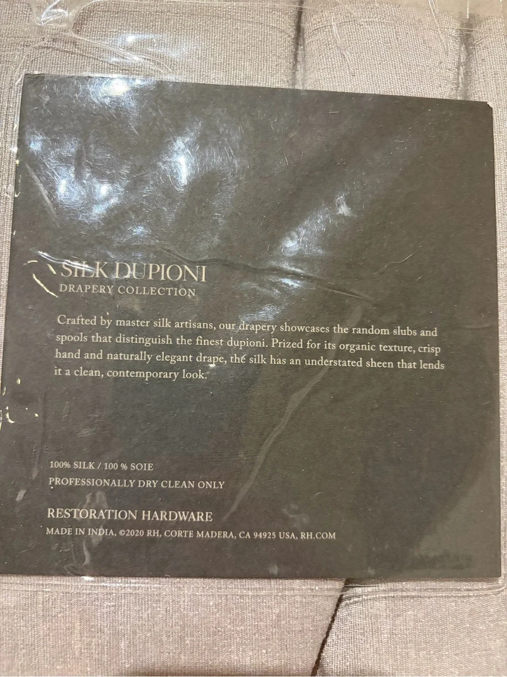 Restoration Hardware 100% Silk Dupioni 2 Pocket Panels - Silvery Dove